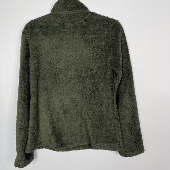 Hem & Thread Womens Small Olive Green Sherpa Fuzzy 1/4 Zip Pullover Sweatshirt - Picture 2 of 8